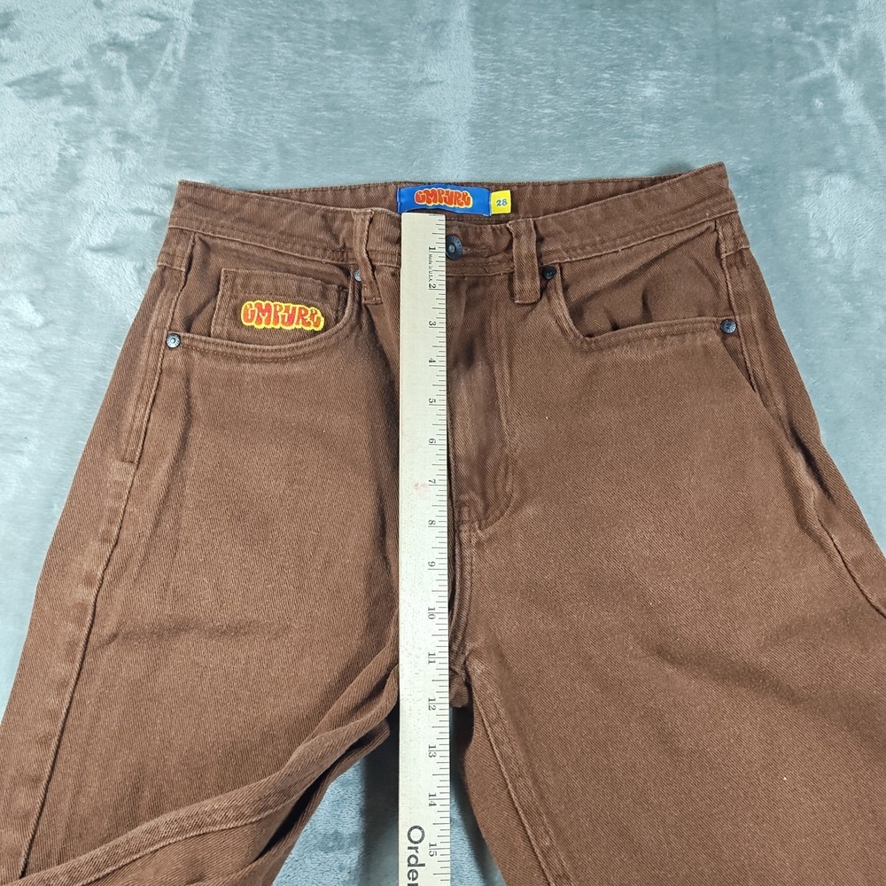 Empyre Jeans Mens 28x25.5 Brown Denim Baggy Skater Wide Leg Y2K Embroidered - Picture 6 of 11